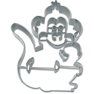 Ausstecher Affe Äffchen Keksausstecher Plätzchenform, mit Prägung, ca. 9 cm, Edelstahl rostfrei