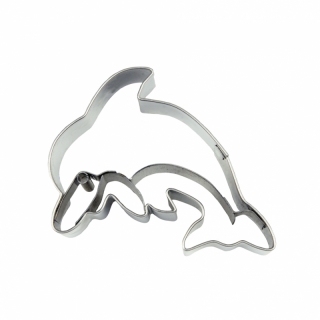 Ausstecher Delphin mit Prägung Keksausstecher Plätzchenform, 6 cm, Edelstahl