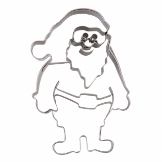 Ausstecher Weihnachtsmann mit Prägung Keksausstecher Plätzchenform, 8 cm, Edelstahl, rostfrei