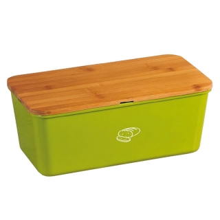 Brotkasten Brotbox mit Schneidbrett, grün, eckig, Melamin/Bambus, BPA frei, ca. 34 x 18 x 14 cm