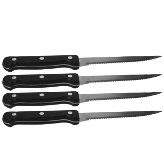 Messer-Set 4tlg., schwarzer Griff mit silbernen Nieten