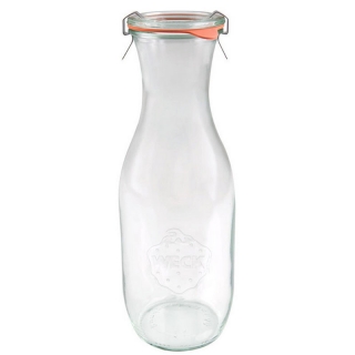 Weck Saftflasche mit Ring und zwei Klammern,1 l, Volumen 1062 ml  (RR 60), Form 766