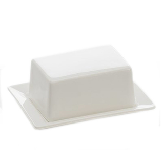 Minibutterdose Halbbutterdose, Kleine Butterdose für 125 g = ein halbes Stück Butter, Porzellan, weiß