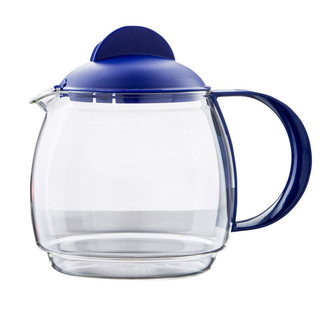 Glasteekanne Teekrug Mikrowellenkrug, 1.8 l, Mikrowellengeeignet, Glas Kunststoff, blau