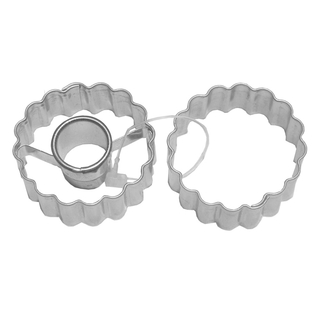 Ausstecher Ausstecherset Linzer Ring gewellt mit Ring + Ring gewellt , 2 teilig, ca. 3.6 cm, Edelstahl, rostfrei