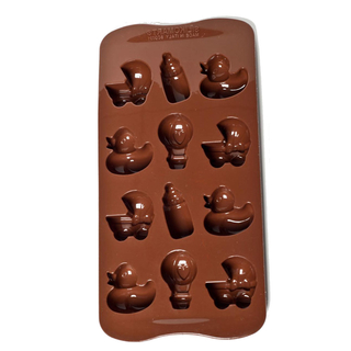 Pralinenform Schokoladenform Eiswürfelform, Baby Geburt 12er, Silikon braun