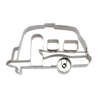 Ausstecher Wohnwagen Anhänger mit Prägung Keksausstecher Plätzchenform, ca 8 cm, Edelstahl