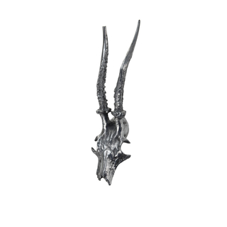 Kleiderhaken Gaderrobenhaken Wandhaken Tierhaken, Schädel Antilope Doris, Metallguss, ca. 8.5 x 34 x 18 cm, silberfarben