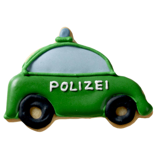 Ausstecher Polizeiauto mit Prägung Keksausstecher Plätzchenform, Edelstahl rostfrei, ca. 7.5 cm