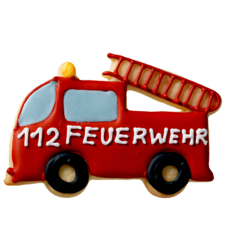 Ausstecher Feuerwehrauto mit Prägung Keksausstecher Plätzchenform, Edelstahl rostfrei, ca. 9 cm