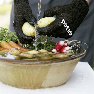 Rubbelhandschuh Gemüseputzhandschuh Scrubbinggloves für Kartoffeln, Möhren Fisch etc., 1 Paar, rechts und links