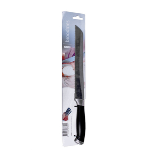 Brotmesser Brötchenmesser Küchenmesser Tomatenmesser, Wellenschliff, Edelstahl/Kunststoff, ca. 33 x 3 x 2 cm, Klingenlänge ca. 20 cm, schwarz