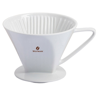 Porzellankaffeefilter Gr. 2, Porzellanfilter Kaffeefilter Tassenfilter, Porzellan, ca. 12 x 9.5 x 15 (mit Griff), weiß