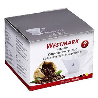 Porzellankaffeefilter Gr. 2, Porzellanfilter Kaffeefilter Tassenfilter, Porzellan, ca. 12 x 9.5 x 15 (mit Griff), weiß