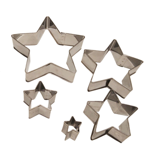 Ausstecher Terrassenausstecher Sterne mit 5 Zacken Keksausstecher Plätzchenform, 5 teilig, von ca. 1.5 &ndash; 7.5 cm (klein nach groß), Edelstahl rostfrei
