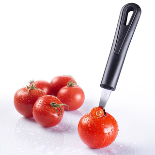 Tomatenstrunkentferner Aushöhllöffel Tomatenaushöhler, rostfreier Edelstahl/Kunststoff, ca. 16.6 x 2.7 x 2.0 cm, schwarz