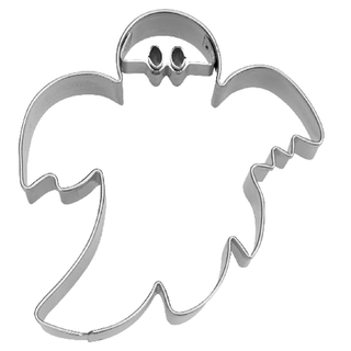 Ausstecher Gespenst Geist mit Prägung, Halloween Keksausstecher Plätzchenform, ca. 7 x 6.5 x 2 cm, Edelstahl rostfrei