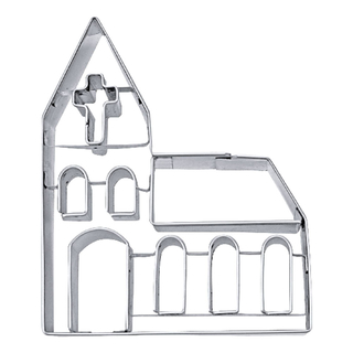 Ausstecher Kirche mit Prägung Keksausstecher Plätzchenform, ca. 7 x 6 x 2 cm, Edelstahl rostfrei