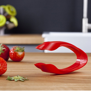 Erdbeerentstieler Strunkentferner Erdbeerstrunklöser Erdbeerstrunkzange, Kunststoff, ca. 9 cm, rot, 1 Stück