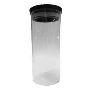 Vorratsdose Glasdose Aufbewahrungsglas groß stapelbar, Glas mit schwarzem Kunststoffdeckel und Silikondichtungsring, ca. Ø 9.5 x H 22 cm, ca. 1.3 l