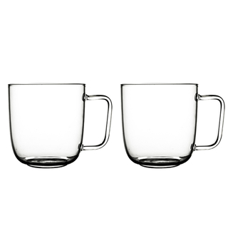 Teegläser Kaffeegläser Heißgetränkegläser Henkelgläser, 2er Set, hochwertiges hitzebeständiges Borosilikatglas, je Glas ca. 300 ml, 1 Set