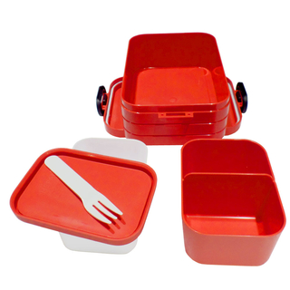 A Bentobox M/klein, mit Einsatz, nordic denim Lunchbox  Brotdose  Innendosen und Gabel, Kunststoff BPA-Frei, ca. 900 ml,