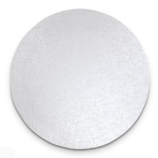 Kuchenplatte Cakeboard Servierplatte, extra stark, wiederverwendbar, Pappe/Folienpapier, ca. Ø 30 x H 1.2 cm, perlweiß