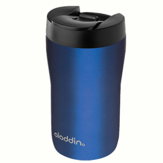 Thermobecher 0.25l, Edelstahlbecher Kaffeebecher doppelwandig vakuumisoliert auslaufsicher mit Sicherheitsverschluß, Edelstahl/BPA-freier Kunststoff, ca. Ø 7.4 x 14 cm, Volumen ca. 0.25 l, blau