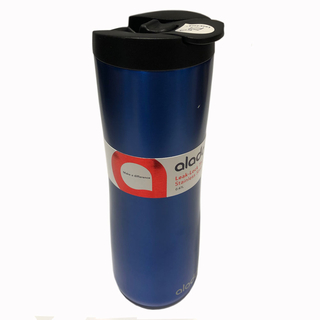 Thermobecher 0.47l, Edelstahlbecher Kaffeebecher doppelwandig vakuumisoliert auslaufsicher mit Sicherheitsverschluß, Edelstahl/BPA-freier Kunststoff, ca. Ø 7.4 x 22 cm, Volumen ca. 0.47 l, blau/schwarz