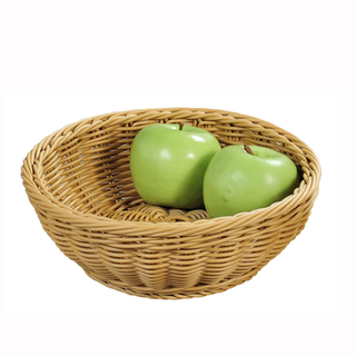 Brotkorb Obstkorb Dekokorb rund, Kunststoffgeflecht, Maß gesamt ca. Ø 23.5 x 8.5 cm, beige