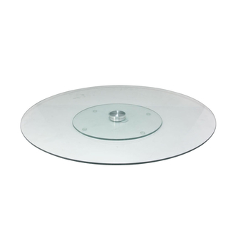 Drehbare Tortenplatte Servierplatte Servierteller Käseplatte  XL/groß, drehbar rund und flach, Glas, ca. Ø 45 x 2 cm, transparent