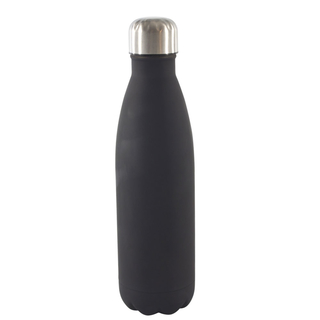Thermoflasche Isolierflasche Reiseflasche auslaufsicher mit Schraubverschluss, Edelstahl doppelwandig beschichtet, ca. Ø 6.5 x 27 cm Volumen: ca. 0.5 l, schwarz