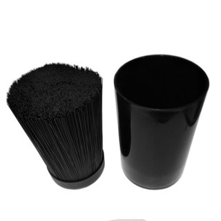 Messerblock Messerhalter Utensilienhalter mit Borsteneinsatz, rund, hochwertiger Kunststoff, Ø 11 x 18 cm, schwarz