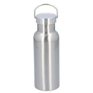Isolierflasche Thermoflasche Trinkflasche, doppelwandiger Edelstahl, ca. Ø 5.7 x 21 cm, Volumen ca. 0.5 l, grau