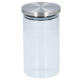 Vorratsglas Aufbewahrungsgefäß Vorratsdose mit Deckel, Glas/Edelstahl, Ø ca. 10 x 18 cm, Volumen ca. 1.0 l, transparent