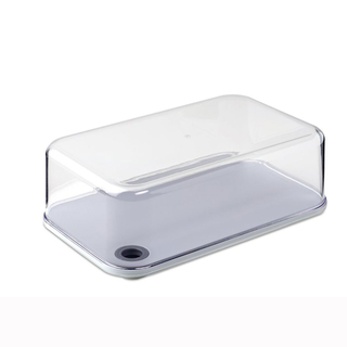 Mepal Servierbox Käseglocke Wurstdose Lebensmittelbox, viereckig mit Schneidebrett und Deckel, BPA-freier Kunststoff, ca. 27 x 17 x 10 cm, Fassungsvermögen: ca. 2.8 l, weiß/grau