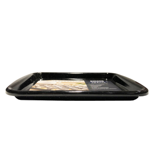 Minibackblech Pizzablech Kuchenblech Bratform, Premium-Emaille, Innenmaß: ca. 21 x 18 x 1.8 cm, schwarz - weiß gesprengelt, handmade in Austria