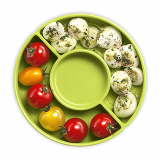 Salatbox Snackbox Lunchschüssel rund mit Einsatz und Dressingbehälter, 100 % dicht, Kunststoff, Ø ca. 15.5 x 9 cm, Volumen ca. 1 l, grün-transparent