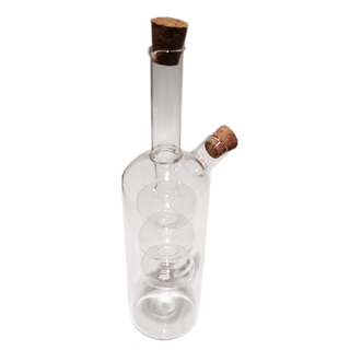 Ölflasche Essigflasche 2 in 1, Ölspender Essigspender, hoch, Glas, ca. Ø 5.7 x 9 x 22.5 cm, Korkenverschluss