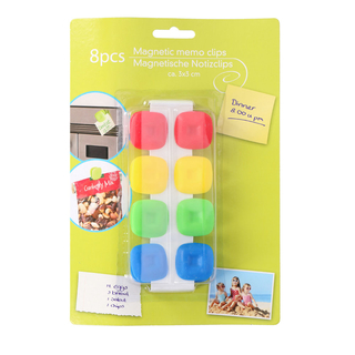 Kühlschrankmagnete Notizclips Tütenverschlüsse mit Magnet, 8er Set, Kunststoff, ca. 3 cm, farbig