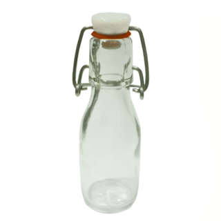 Glasflasche Bügelflasche Vorratsflasche mit Bügelverschluss, Glas/Kunststoff/Edelstahl, ca. Ø 5 cm x 15.5 cm, Volumen ca. 150 ml, 1 Stück (1 Flasche)