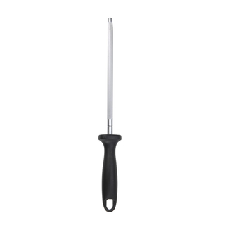 Wetzstahl Messerschärfer Klingenschärfer Messerschleifer, Edelstahl rostfrei, Kunststoffgriff schwarz, Gesamtlänge ca. 33.5 cm