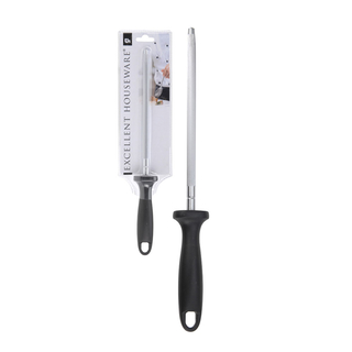 Wetzstahl Messerschärfer Klingenschärfer Messerschleifer, Edelstahl rostfrei, Kunststoffgriff schwarz, Gesamtlänge ca. 33.5 cm