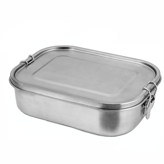Lunchbox eckig mittel, Brotdose Vesperdose mit Teiler und Silikondichtung, hochwertiger Edelstahl, ca. 1.25l