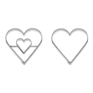 Ausstecher Ausstecherset Linzer Herz mit Herz klein + Herz &ndash; groß, 2 teilig, 5.5 cm, Edelstahl rostfrei