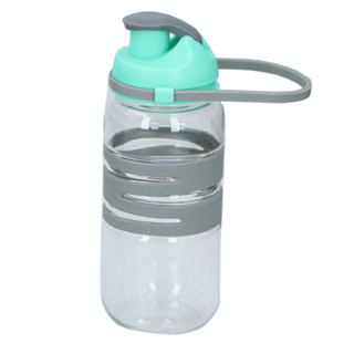 Trinkflasche Wasserflasche Sportflasche, hochwertiger Kunststoff, ca. Ø 7 x 19 cm, Volumen ca. 0.45 l , grün/grau