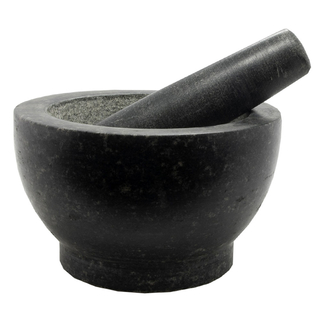 Mörser mit Stößel Granitmörser Gewürzmörser, Granit &ndash; naturbelassen, ca. Ø 17.5 x 10.5 cm, schwarz