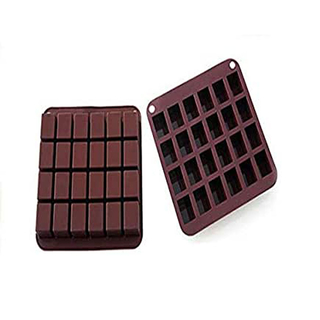 Pralinenform Schokoladenform Eiswürfelform Motiv: Toffee Quader, 100 % lebensmittelechtes Silikon, ca. ca. Größe mulde cm, braun, für 24Pralinen