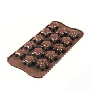 Pralinenform Schokoladenform Eiswürfelform Motiv: WinterStars, 100 % lebensmittelechtes Silikon, ca. ca. Größe mulde cm, braun, für ?Pralinen