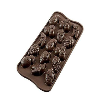 Pralinenform Schokoladenform Fruchtgummiform Motiv: Fruits, 100 % lebensmittelechtes Silikon, ca. ca. Größe mulde cm, braun, für ?Pralinen